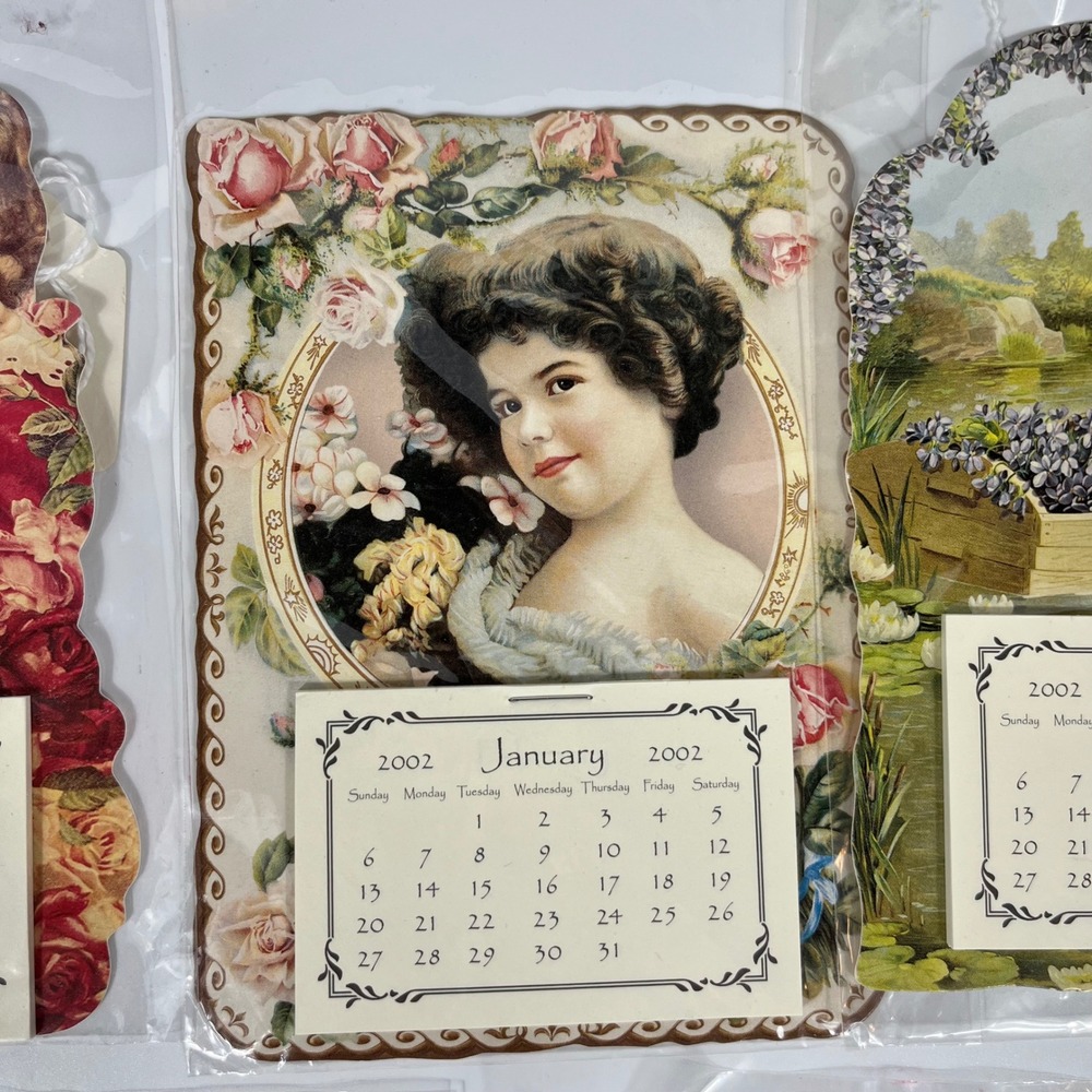 Vtg 2002 Gallery Graphics Mini Calendars Victorian Style Magnetic Lot of 5 NEW - Picture 6 of 8